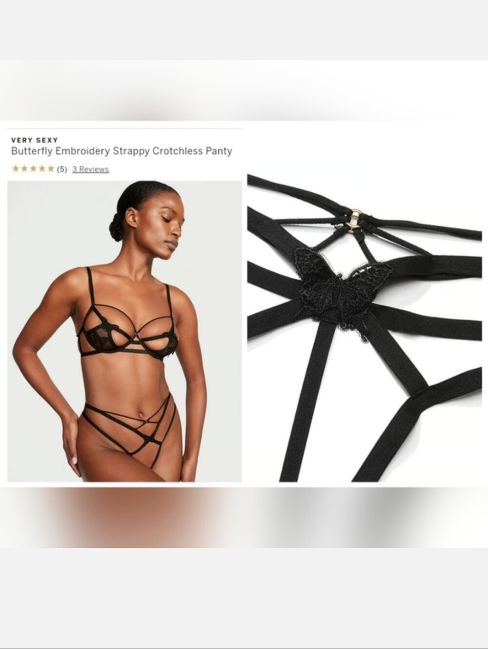 Victoria's secret VERY SEXY Butterfly Embroidery Crotchless Panty XXL